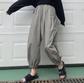 Comfy Solid Colors Elastic Waist Loose Harem Pants