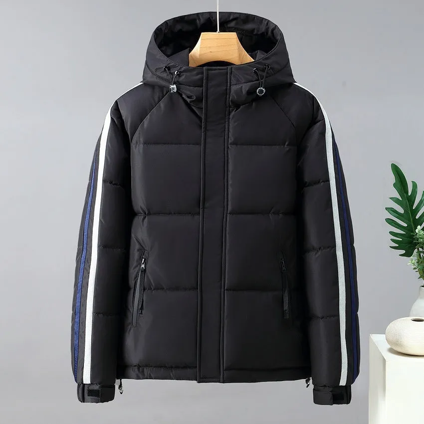 Contrast Stripe Sleeve Male Puffer Jacket (3 colors)