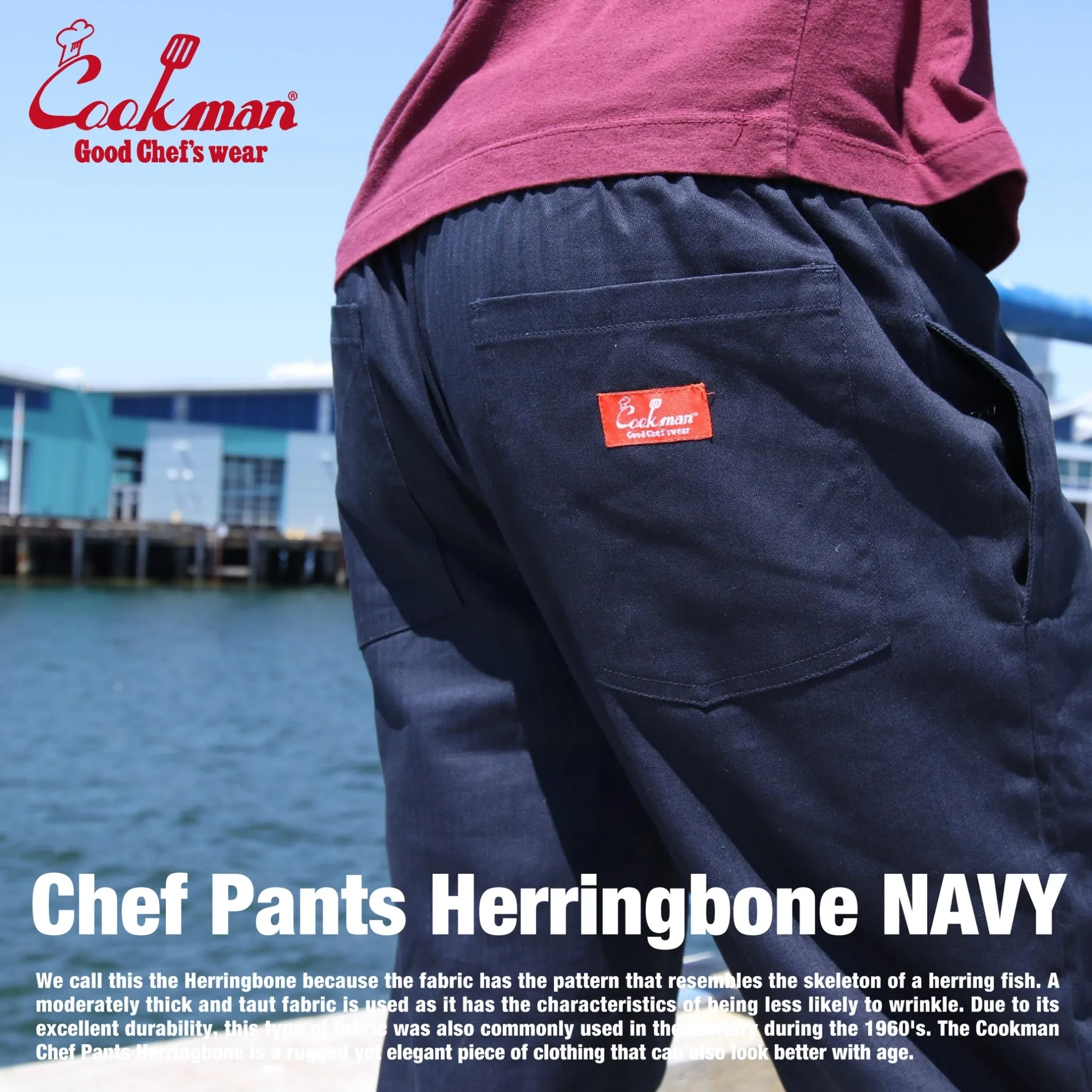 Cookman Chef Pants - Herringbone : Navy