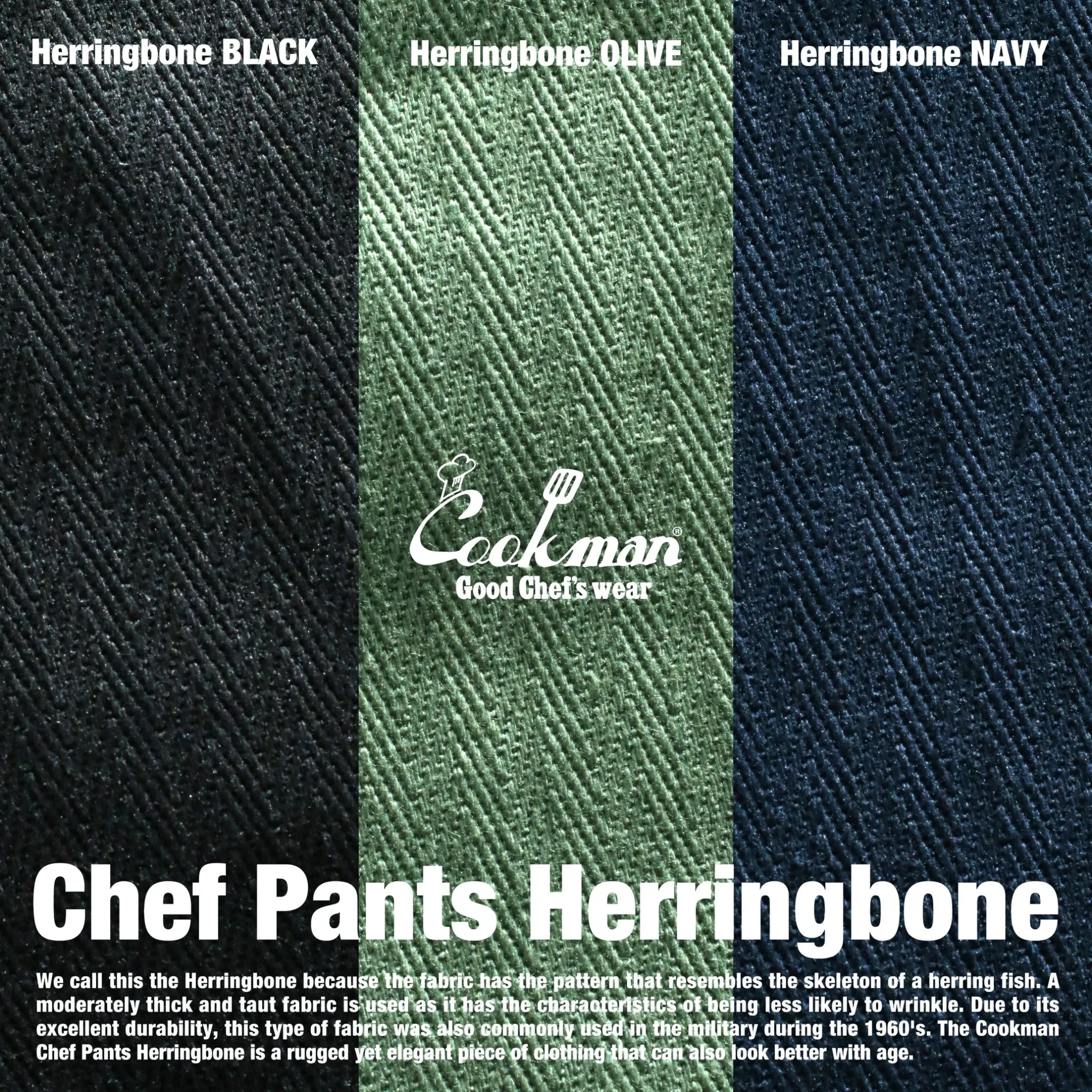 Cookman Chef Pants - Herringbone : Navy