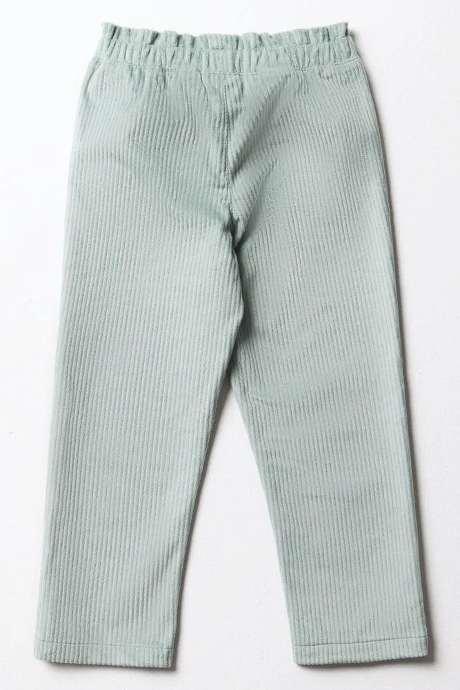 Corduroy Pants With Bow Green