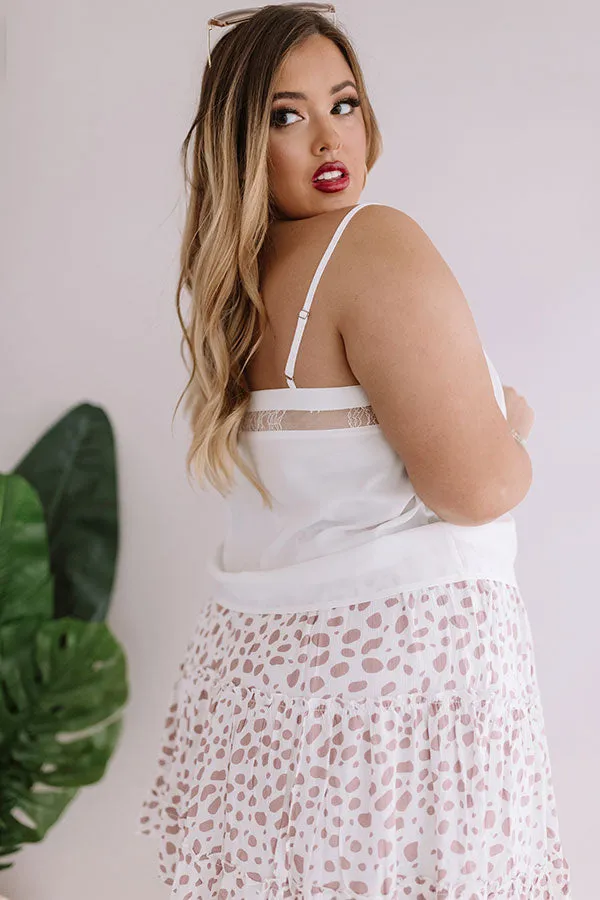 Croissants And Kisses Lace Tank In White Curves