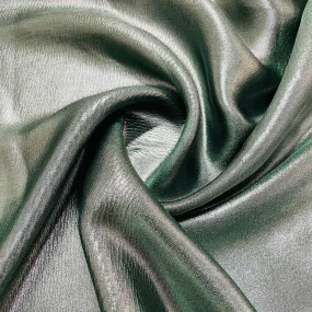 Dark Green Solid Silver Shimmer Georgrette Satin