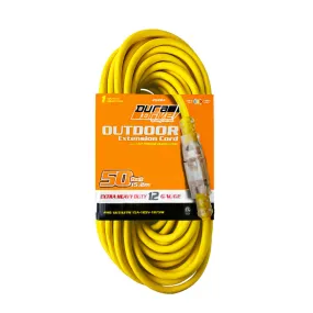 DuraDrive 50 ft. 12/3 SJTW Lighted Single Tap Power Extension Cord