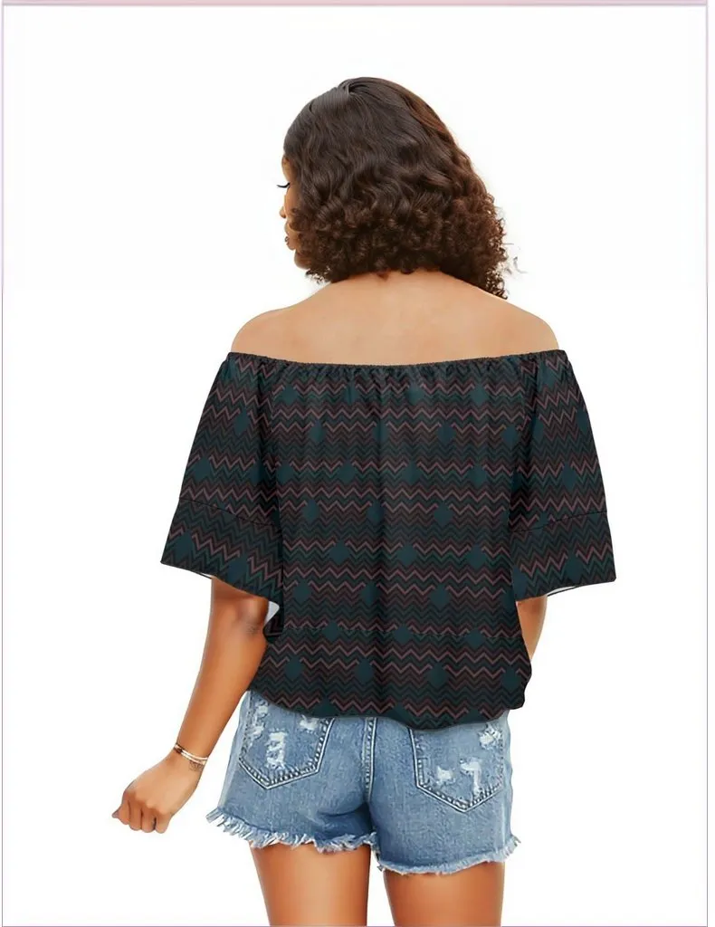 Easy Days Dark Off Shoulder Front Knot Blouse