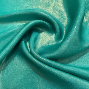 Emerald Green Pink Solid Gold Shimmer Georgette Satin