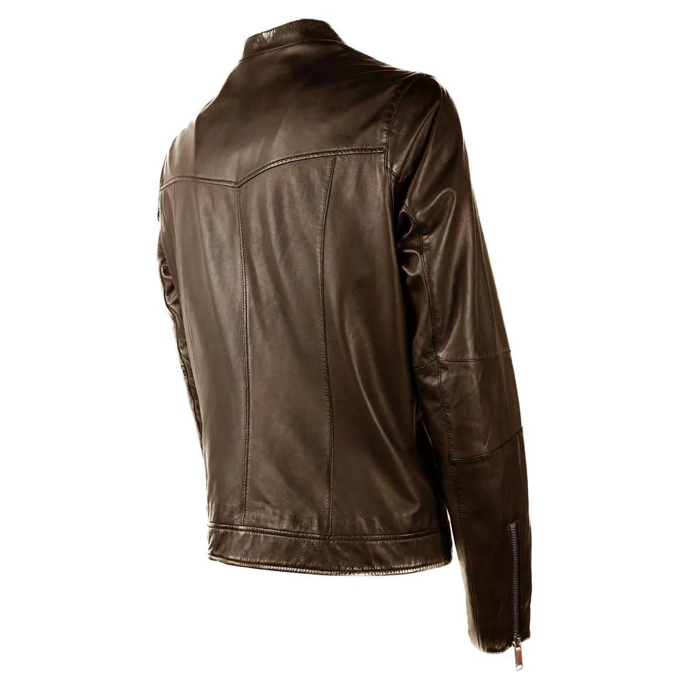 Emilio Romanelli Brown Leather Jacket