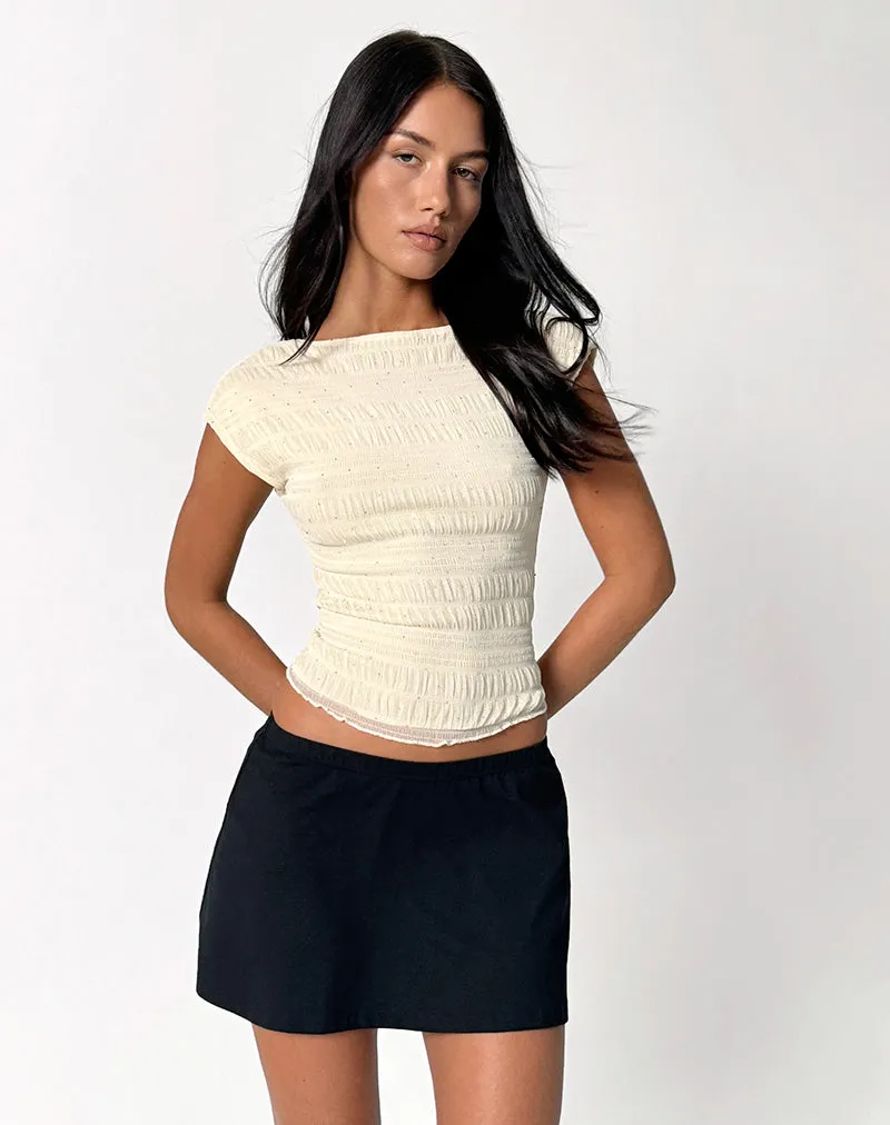 Erika Backless Top in Sequin Mesh Ivory