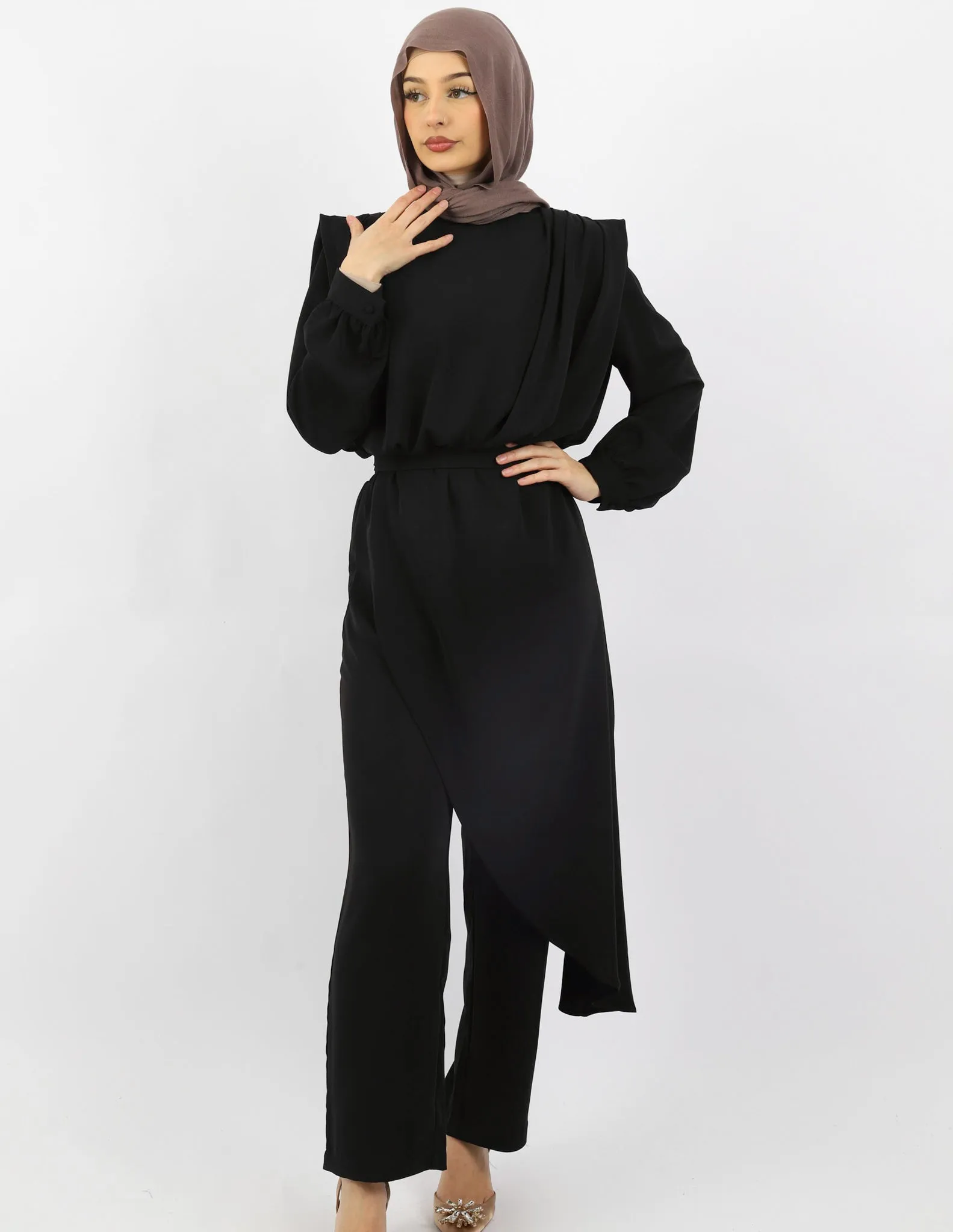 Escape Azora Asymmetric Blouse and Pants Set