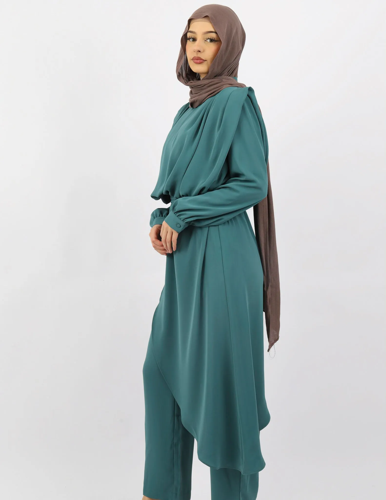 Escape Azora Asymmetric Blouse and Pants Set