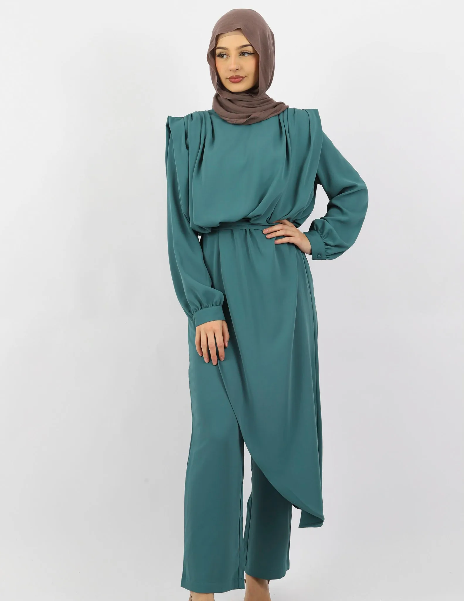 Escape Azora Asymmetric Blouse and Pants Set