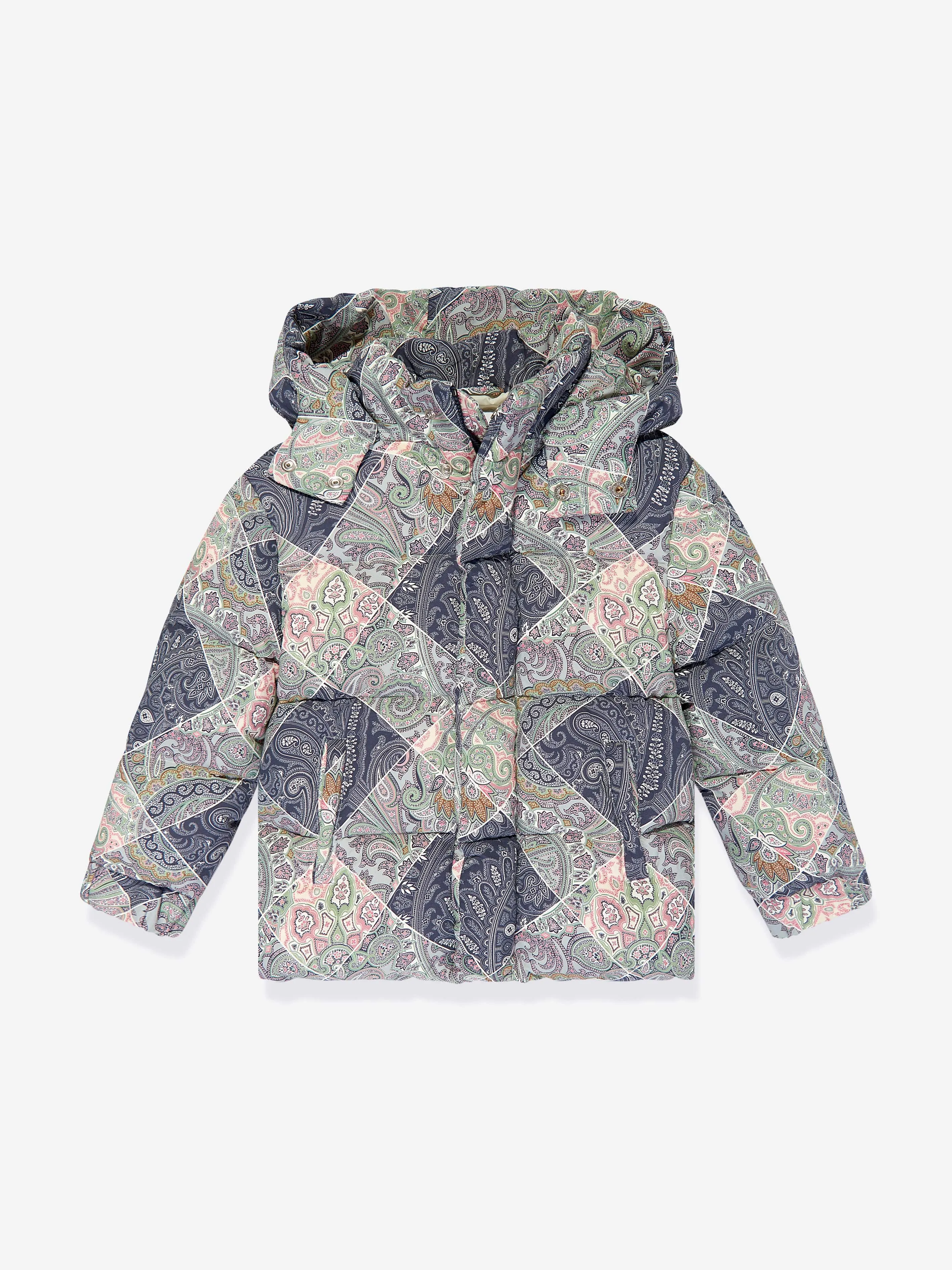 Etro Kids Paisley Puffer Jacket in Blue