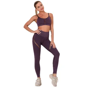 European and American Washed Seamless Knitted Hip Yoga Suit Hollow Sports Running Workout Outfit Women