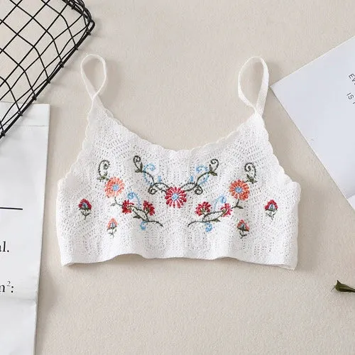 Fairy Embroidered Crochet Flower Layered Vest - Women's Slim Suspender Top