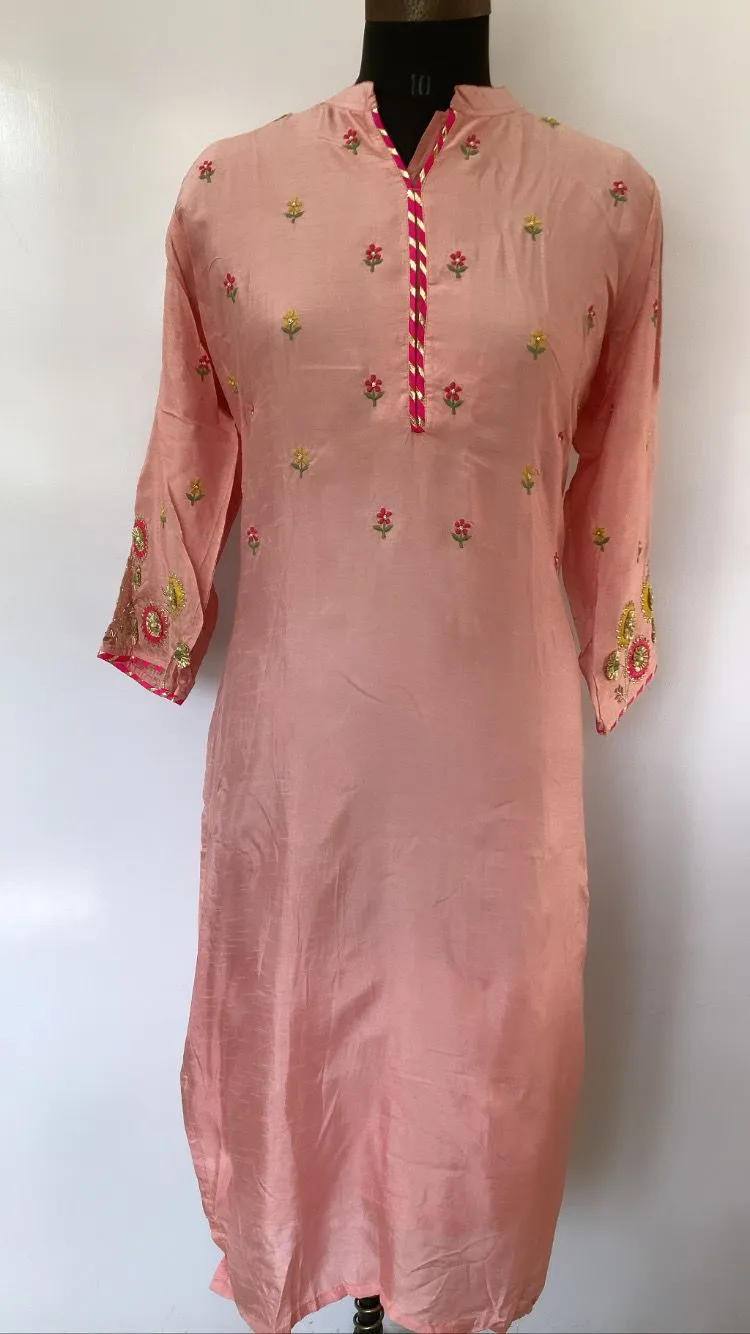 Festive Wear Dola Silk Pink Tunic with Dupatta