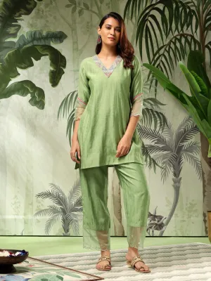 Fida Green Muslin Co-ord Set