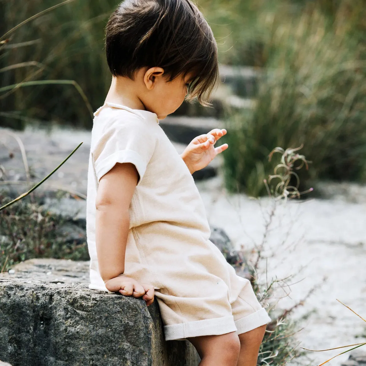 Fine French Terry Romper - Undyed Organic Heirloom Cotton (3-24m)