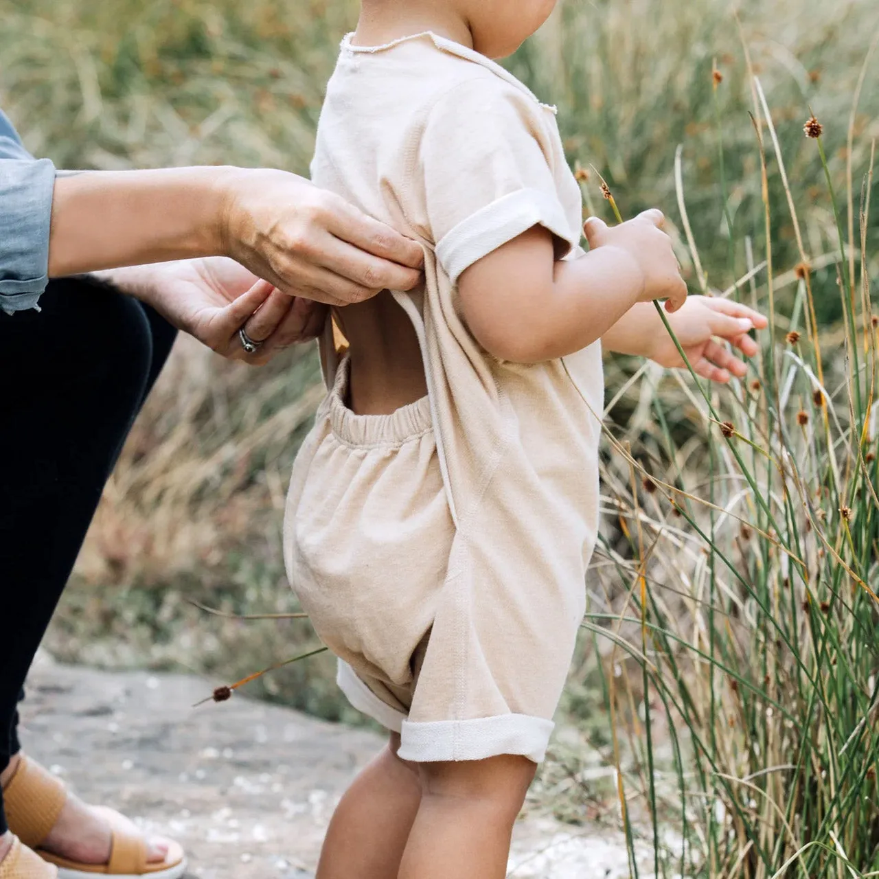 Fine French Terry Romper - Undyed Organic Heirloom Cotton (3-24m)