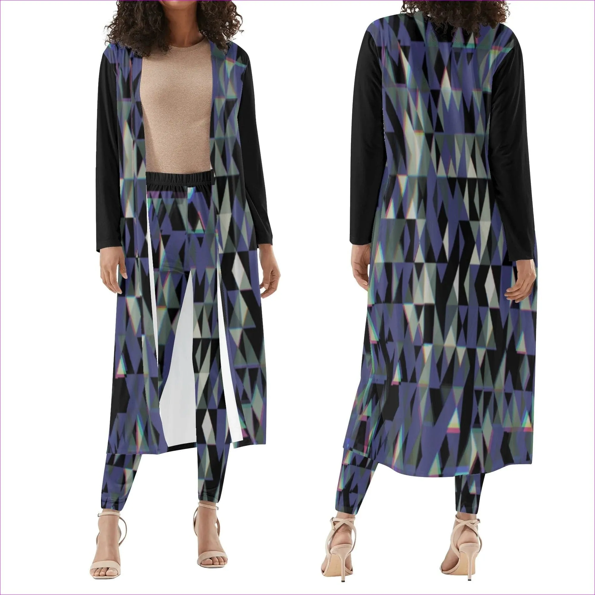 Fractured Womens Long Sleeve Cardigan and Leggings 2pcs