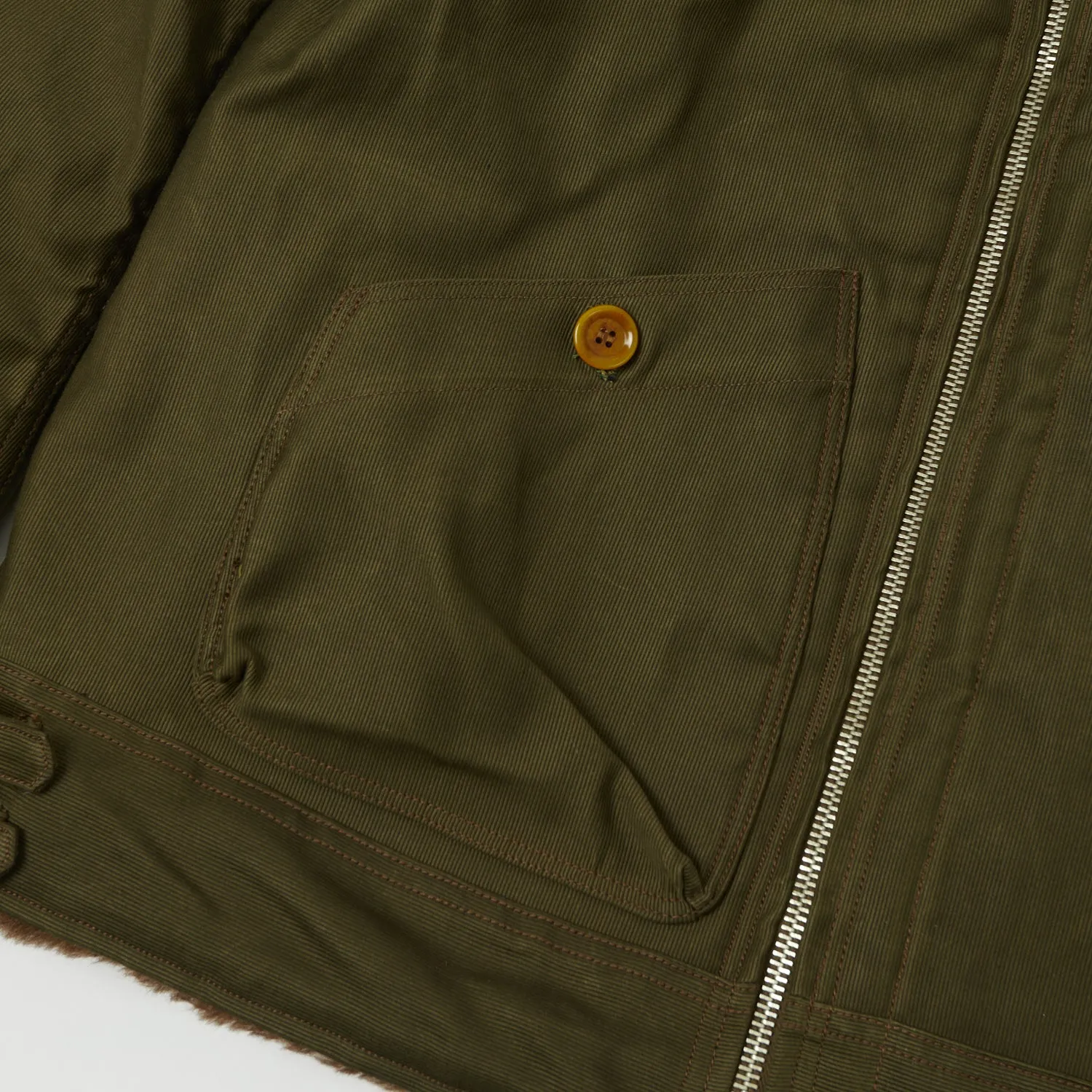 Freewheelers S-3 Winter Flying Jacket - Dark Khaki Green