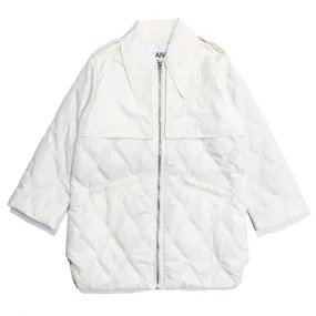 Ganni Ripstop Quilt Midi Jacket 'Egret'