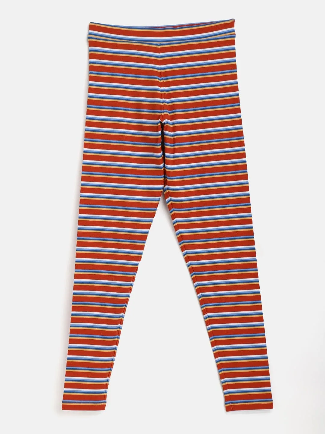 Girls Maroon Stripes Leggings - Lyush Kids