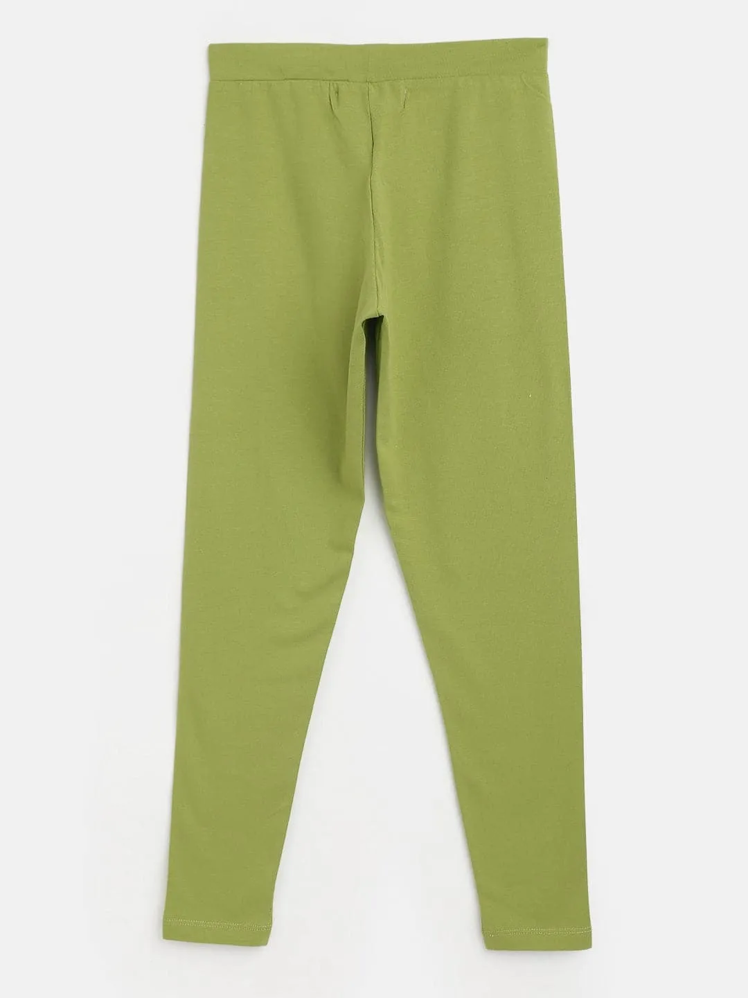 Girls Mint Green Solid Basic Leggings - Lyush Kids