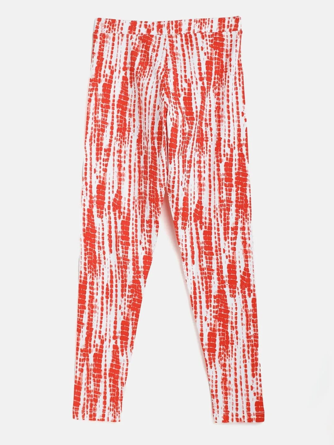 Girls Red & White Tie-Dye Leggings - Lyush Kids