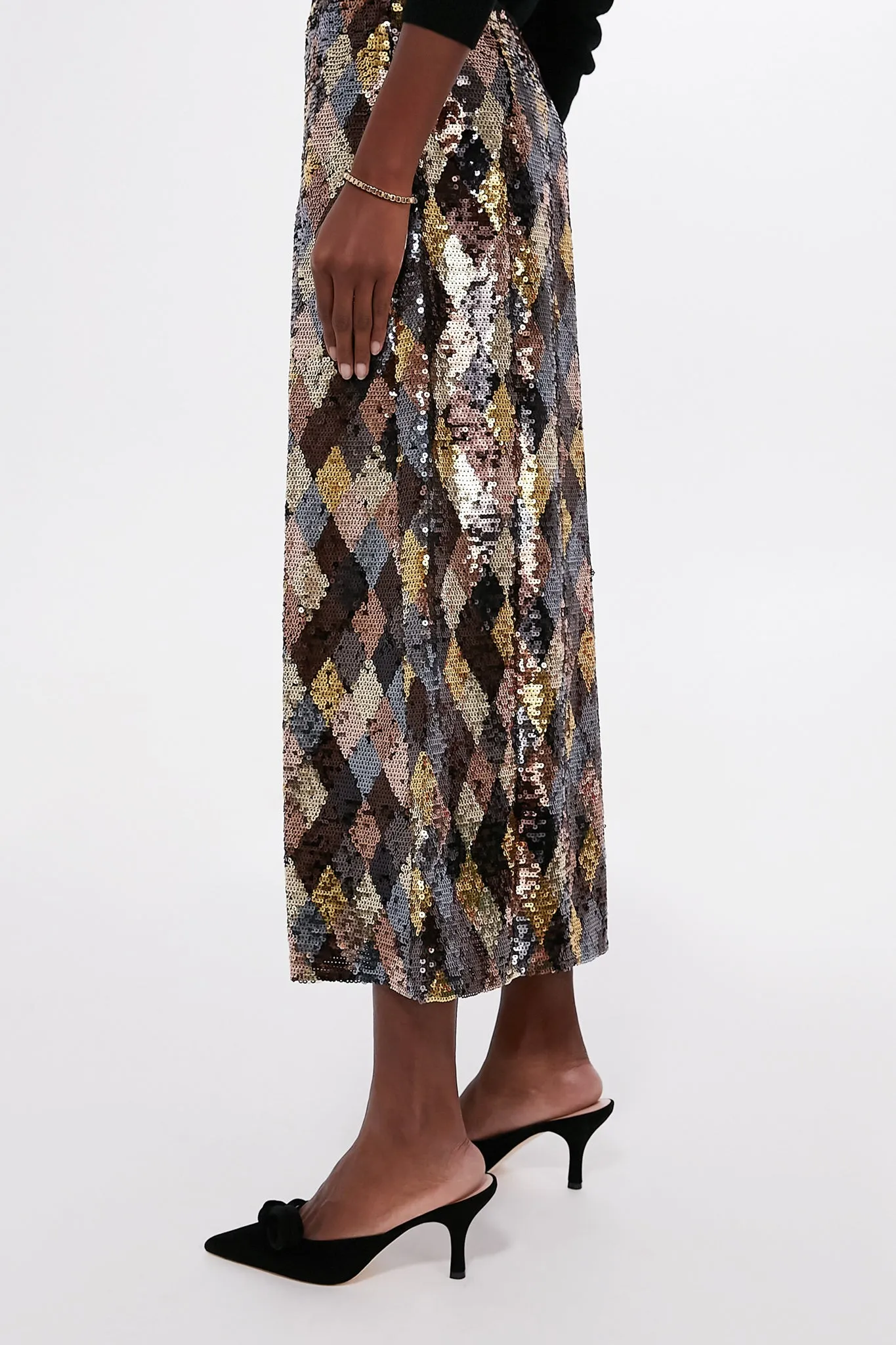 Gold Harlequin Sequin Kelly Skirt