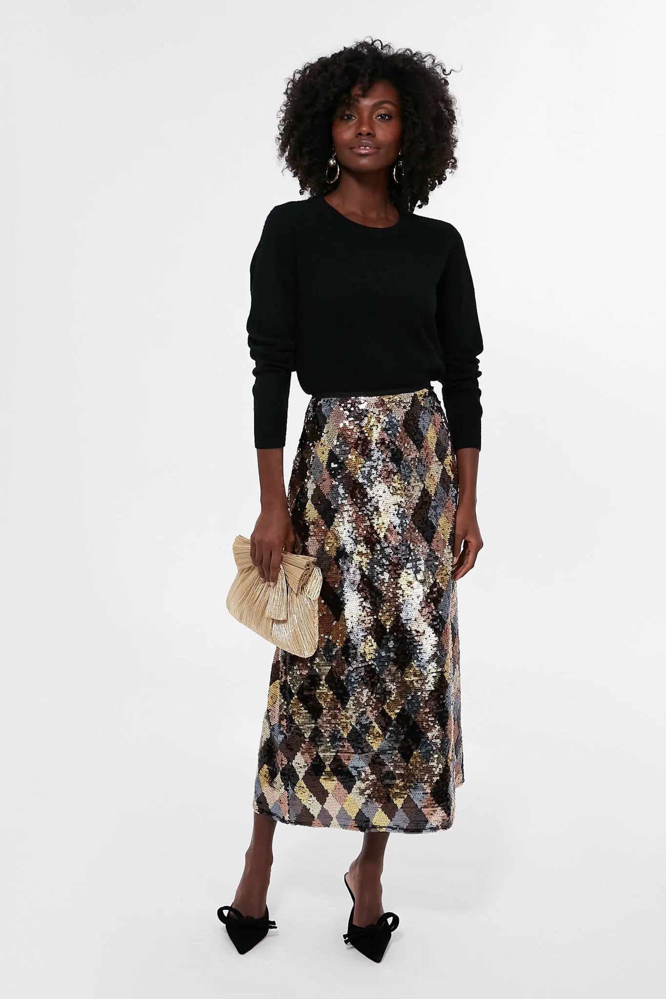 Gold Harlequin Sequin Kelly Skirt