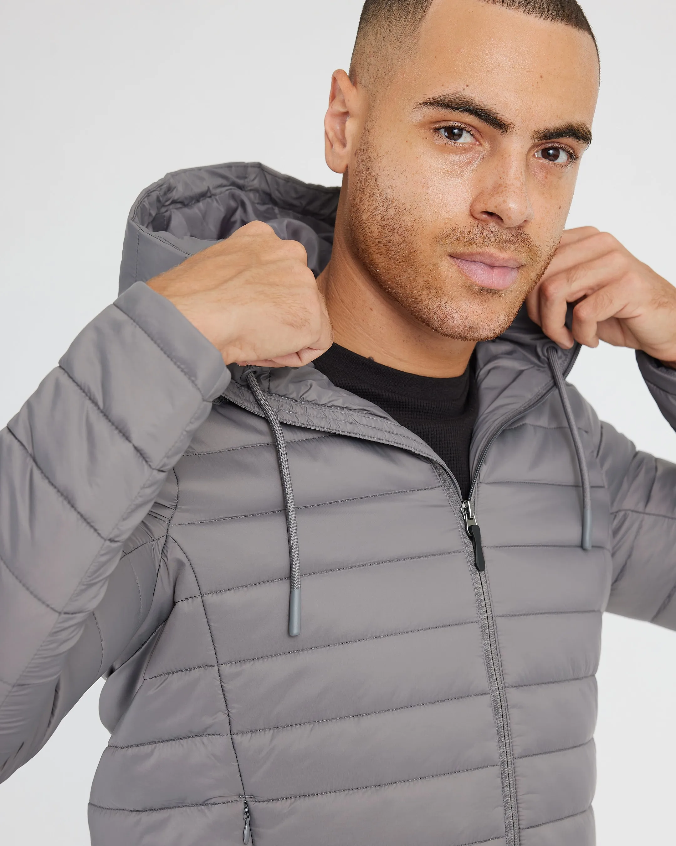 Gunmetal Hooded Puffer Jacket