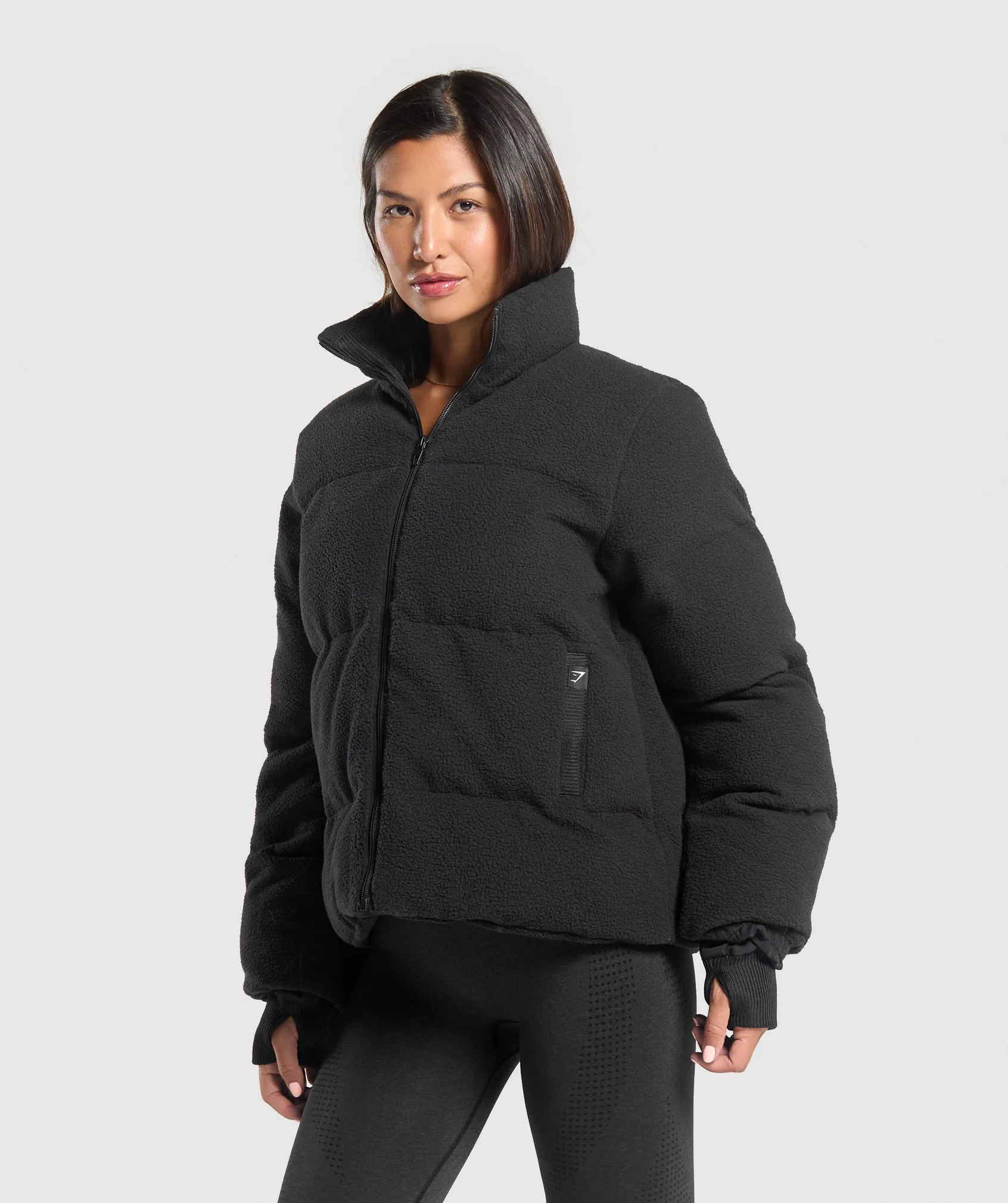 Gymshark Sherpa Puffer Jacket - Black