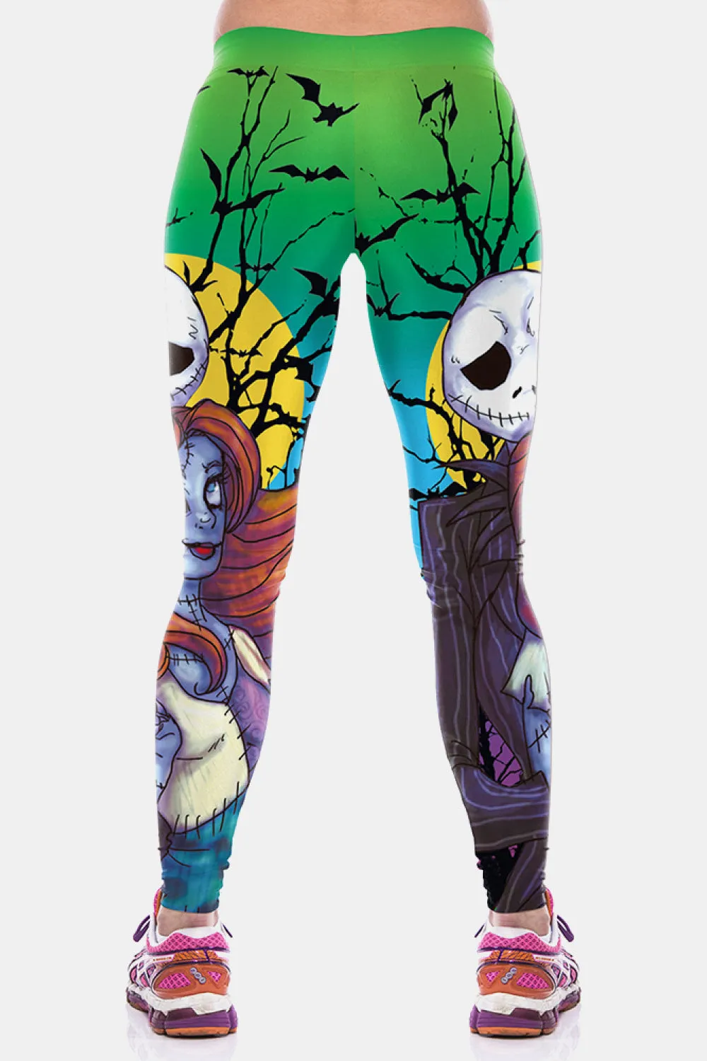 Halloween Printed Elastic Waistband Leggings in Green