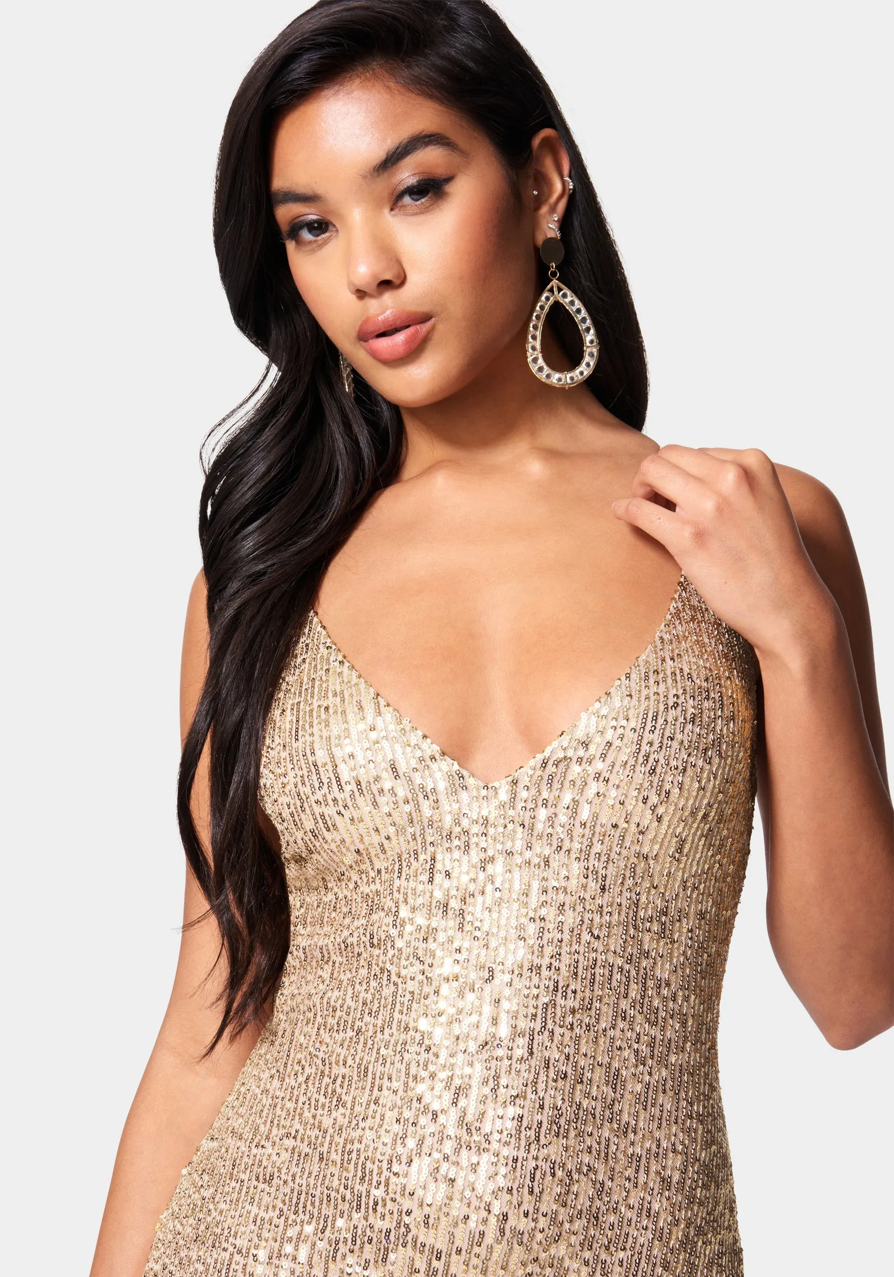 High Slit Sequin Midi Dress