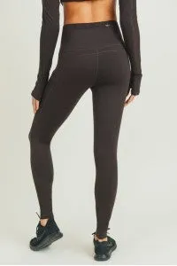 High-waist Splice Mesh Pocket Full Leggings - Black / 2Tone Grey Melange / Coffee