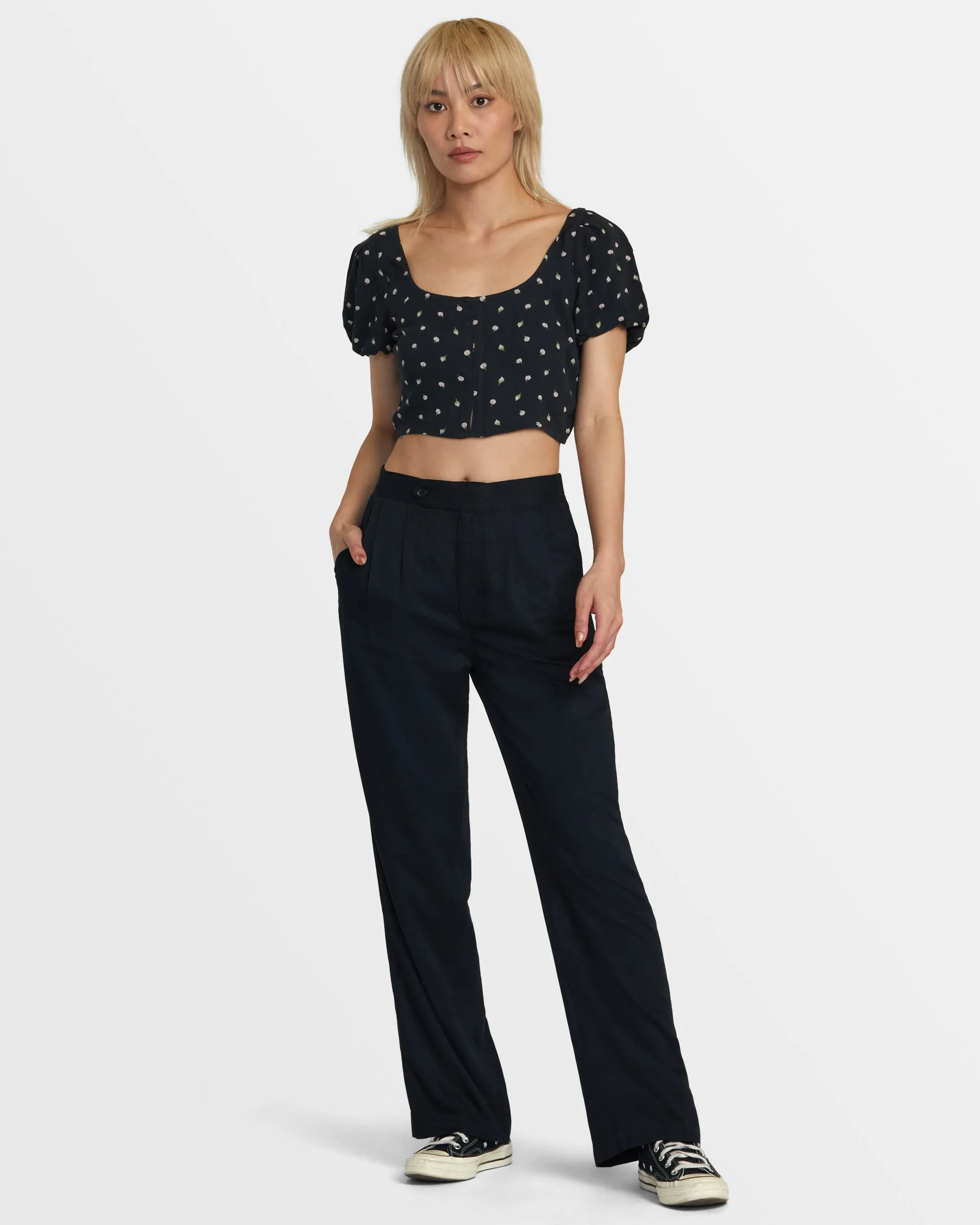 Hudson Wide Leg Pants - Rvca Black