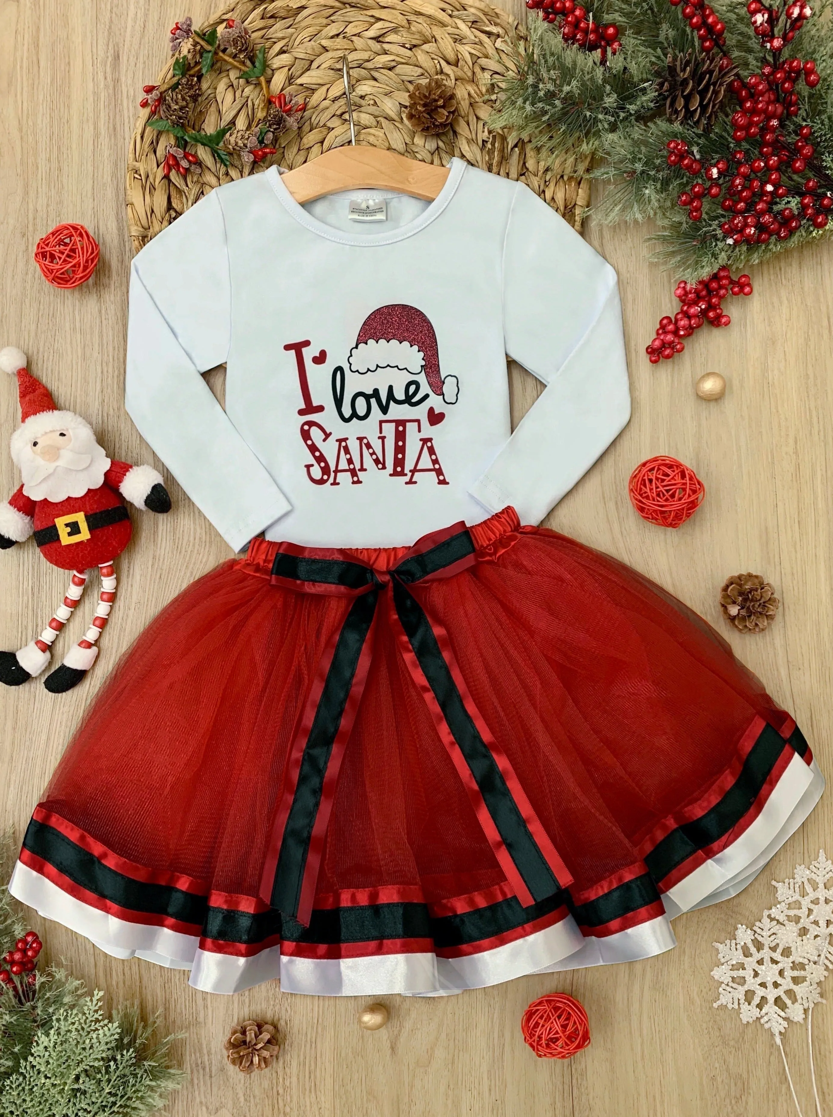 I Love Santa Tutu Skirt Set