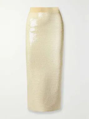 Joan sequined stretch-knit midi skirt