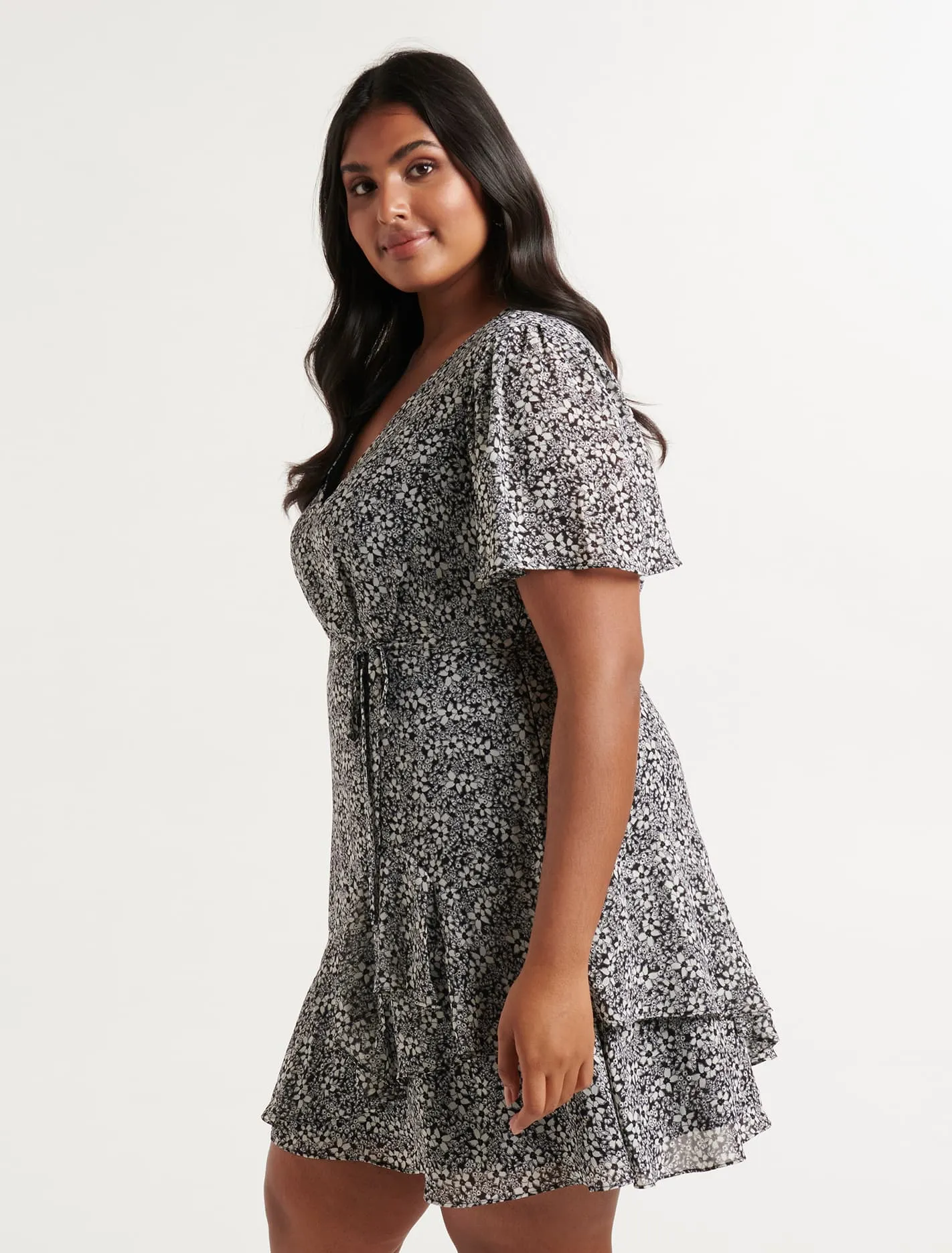 Kitty Curve Ruffle Skater Dress