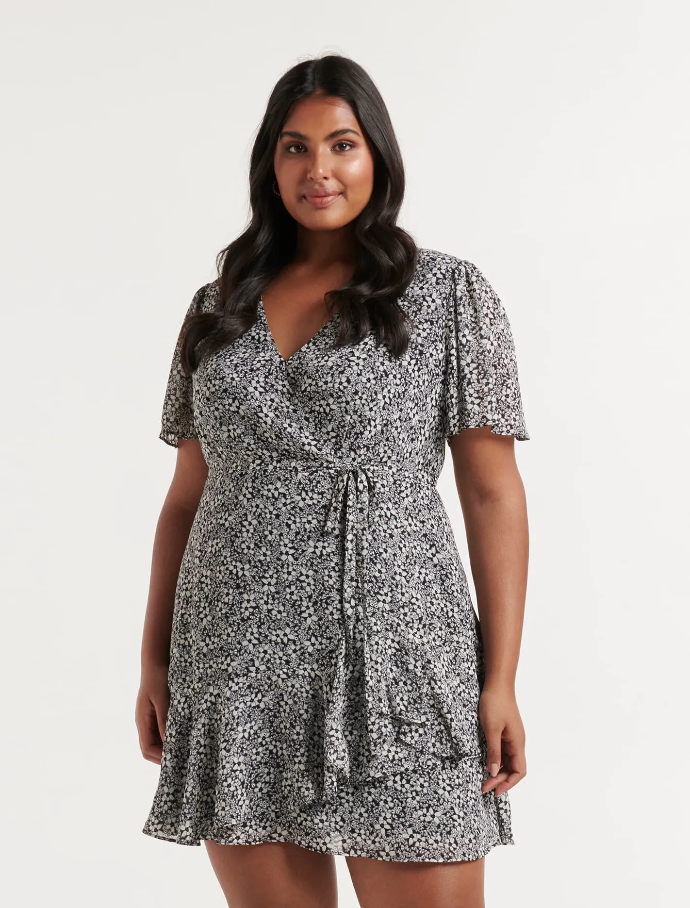 Kitty Curve Ruffle Skater Dress