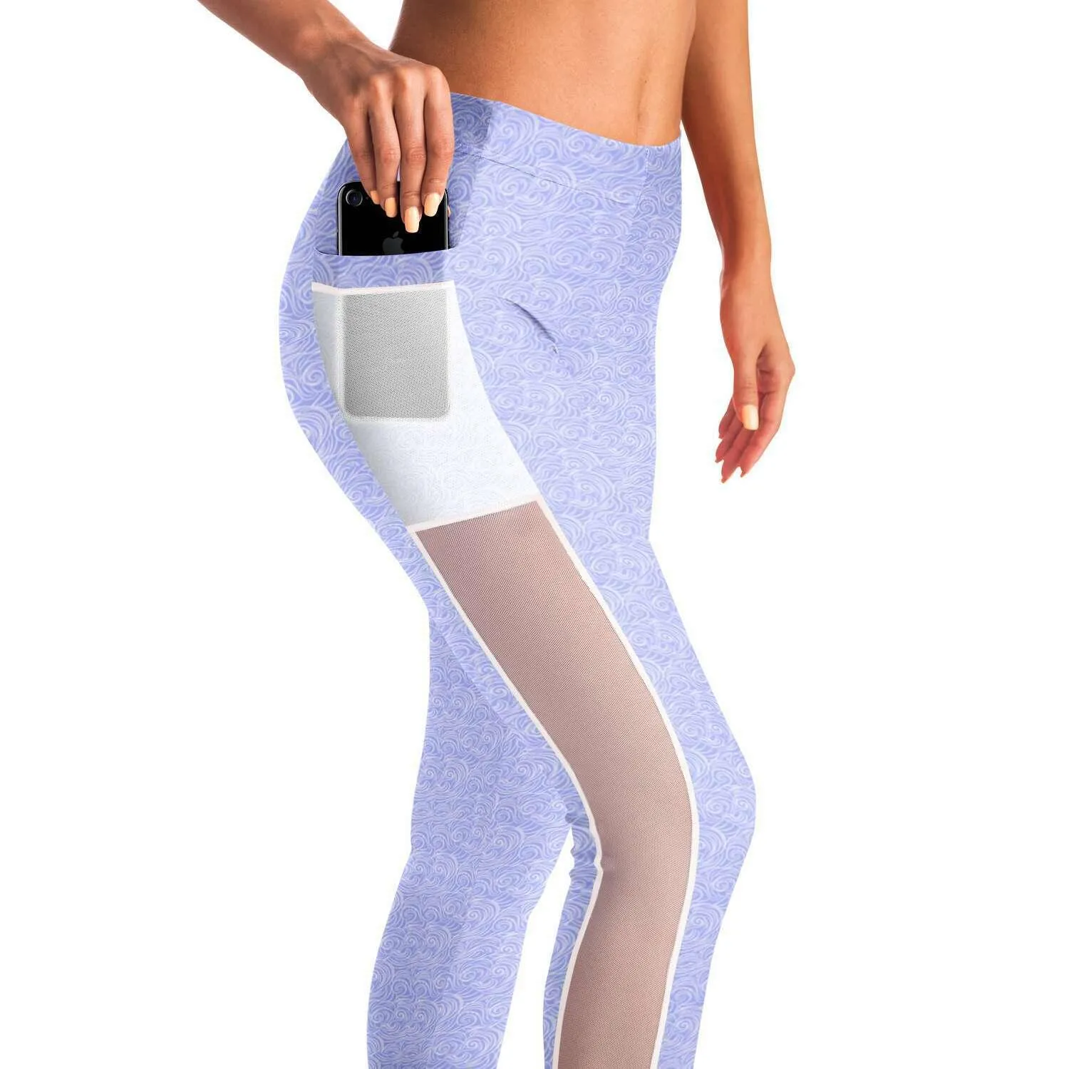 Lilac Patterned Mesh Pocket Legging