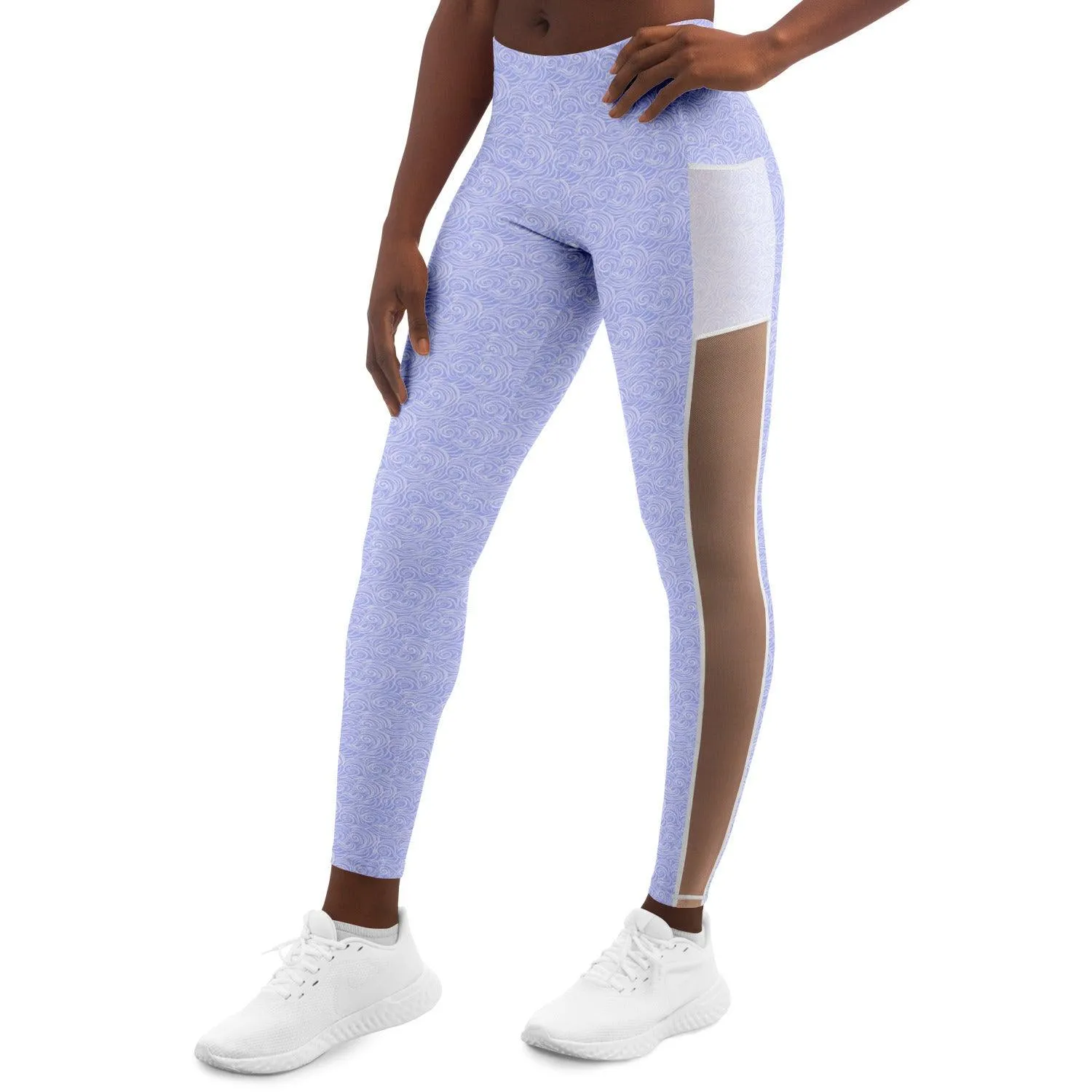 Lilac Patterned Mesh Pocket Legging