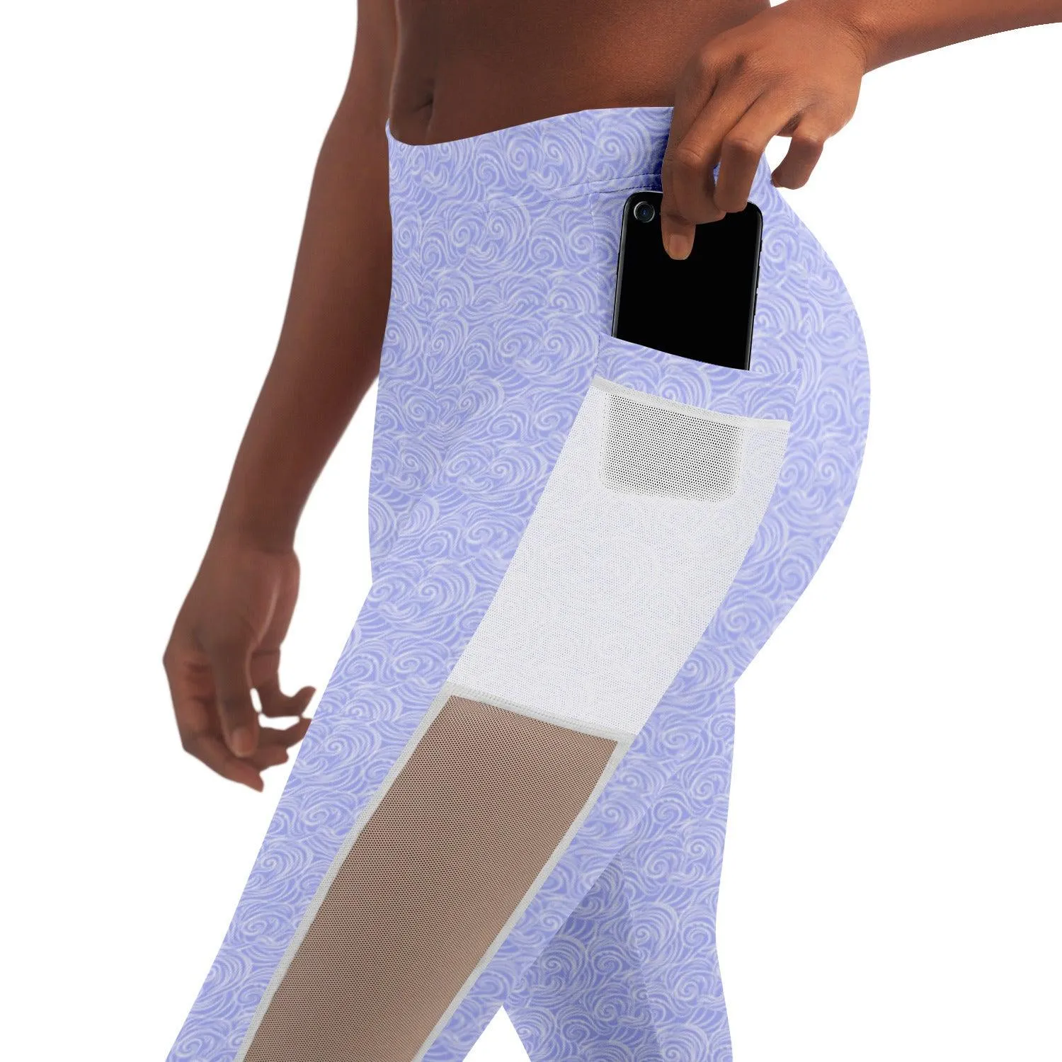 Lilac Patterned Mesh Pocket Legging