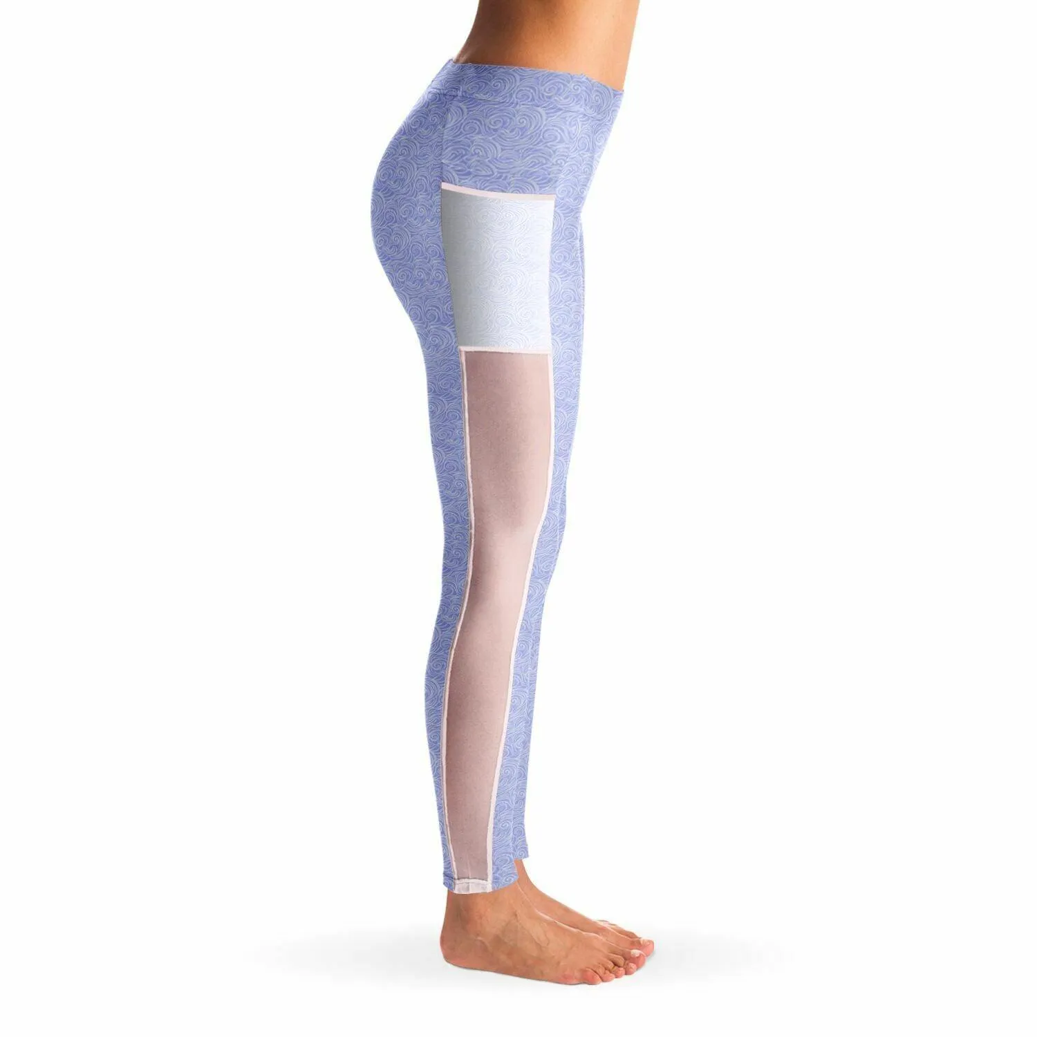 Lilac Patterned Mesh Pocket Legging