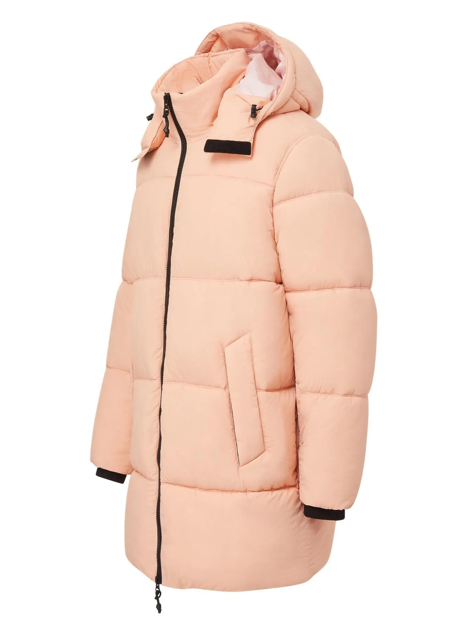 Long Hooded Puffer - Coral Pink