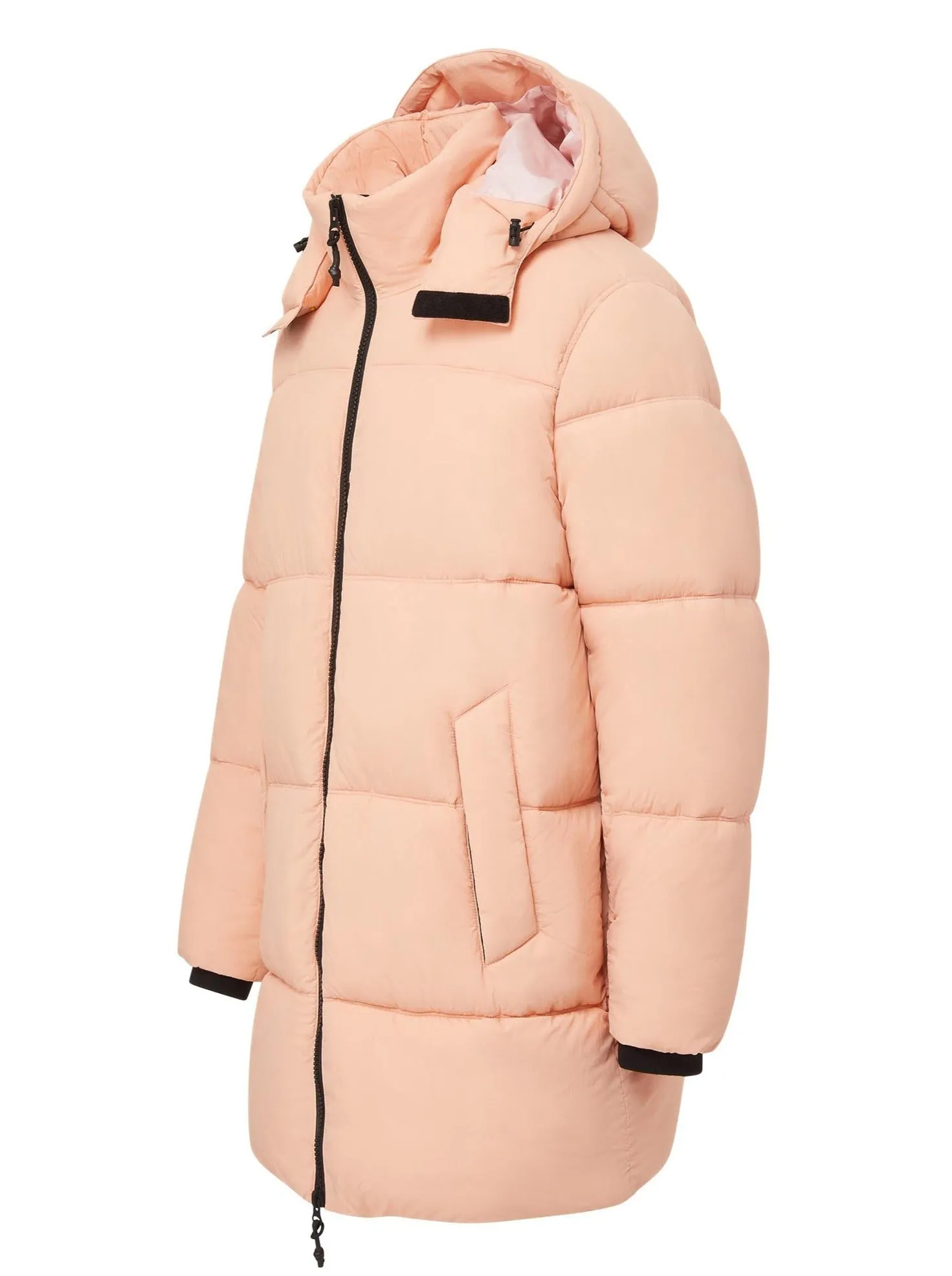 Long Hooded Puffer - Coral Pink