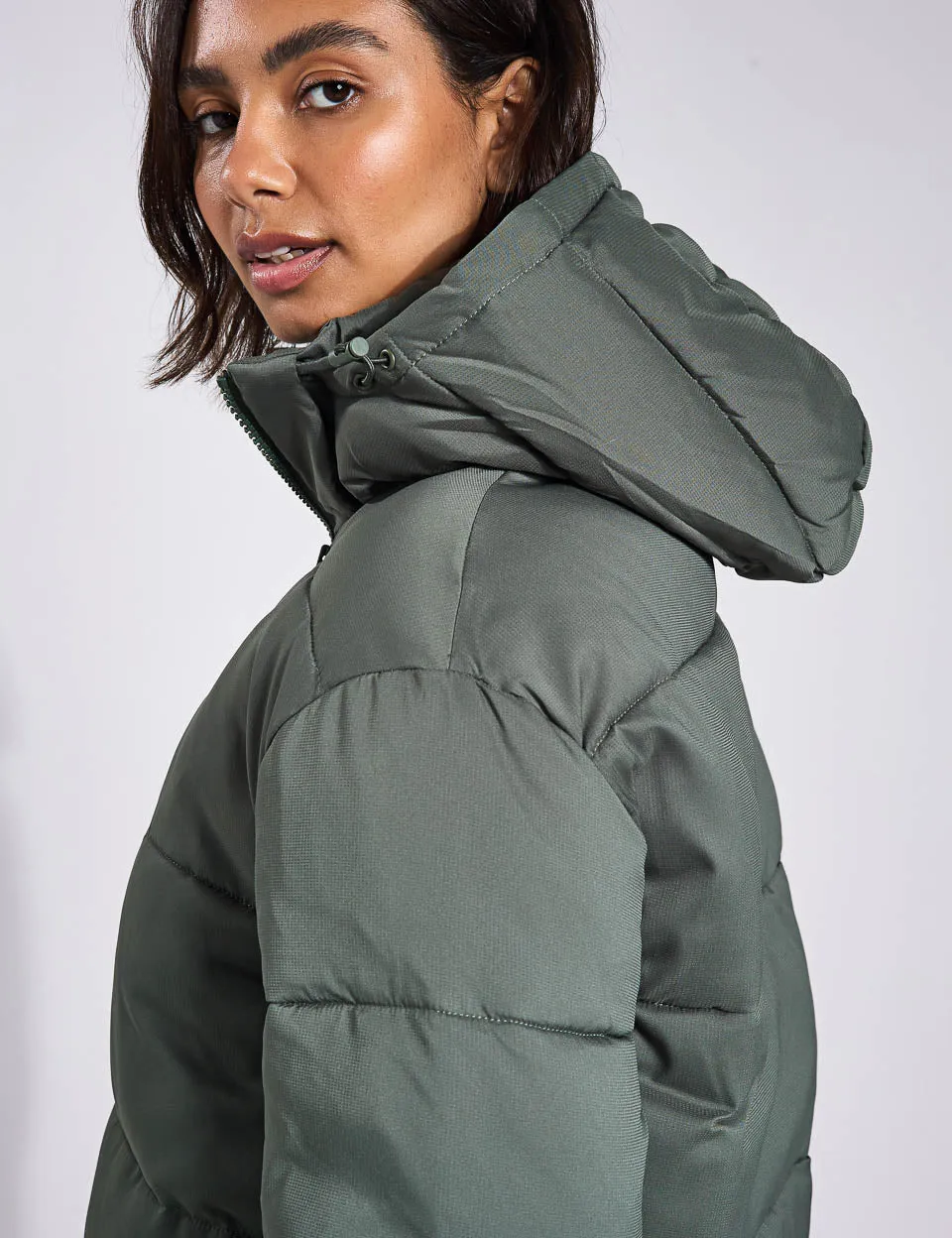 Long Puffer Jacket - Thyme