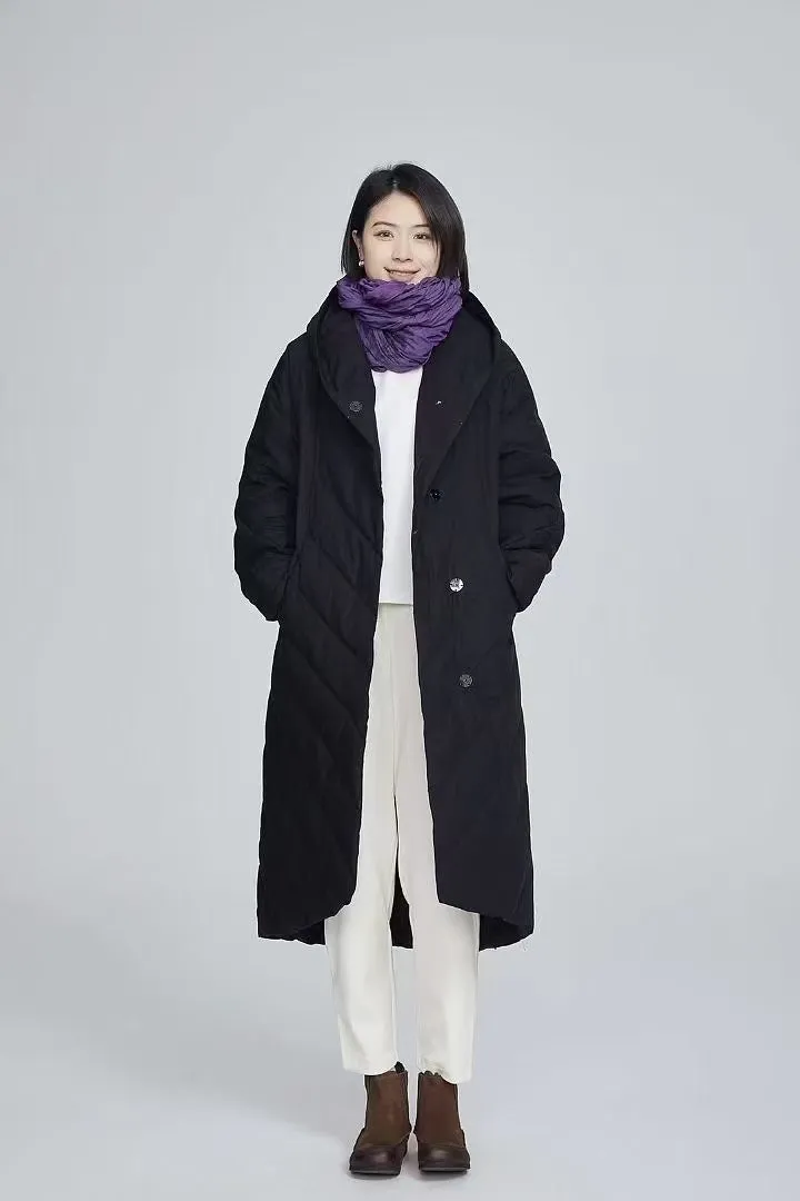 Long Women Winter Puffer Coat,Warm Low Front HemThick 90% Duck Down Coat /1004