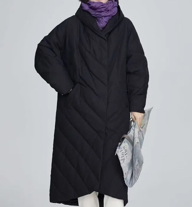 Long Women Winter Puffer Coat,Warm Low Front HemThick 90% Duck Down Coat /1004