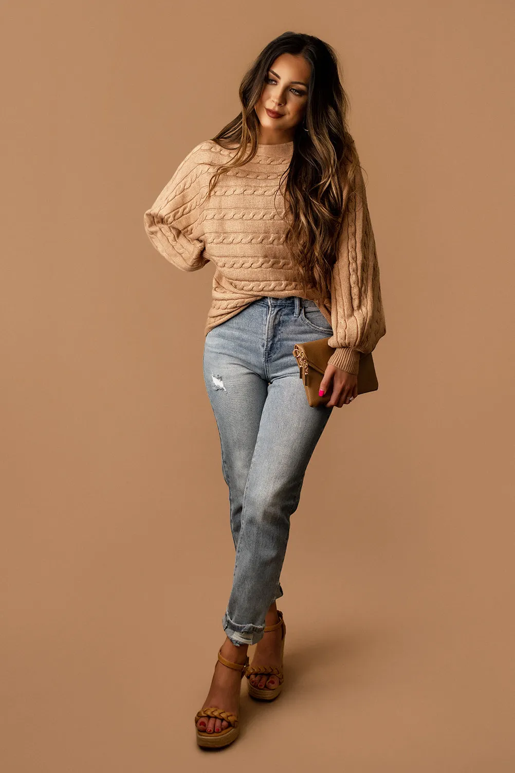 Love The Way You Lie Cable Knit Sweater (Mocha) | FINAL SALE